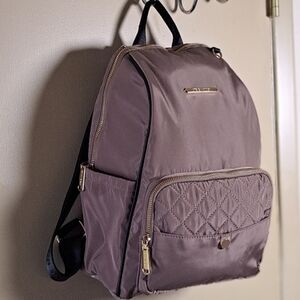 Steven Madden Quilted Nylon Backpack Black & Taupe Gold Hardware